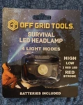 Off Grid Tools Ogt-a-hdlmp Survival Led Adjustable Strap Black 4 Mode Headlamp. Fixed Price $17.99.