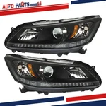 Pair Halogen Headlights Headlamps For Honda Accord Sedan 2013-2015 W/o Led Drl. Fixed Price $111.89.