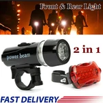 Bike Bicycle Front Head + Rear Safety Flashlight 5 Led Lamp Set Waterproof. Fixed Price $10.97.