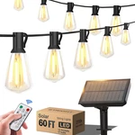 Stright 60FT Solar String Lights Outdoor Weatherproof With Remote, Powered. Fixed Price $28.99.