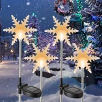 Glintoper 4 Pack Solar Christmas Snowflakes Figurine Lights, Outdoor Power. Fixed Price $45.16.