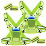 Unisex Hi-viz Running Vest Chest Phone Holder/ 2 Reflective Bracelets. Fixed Price $11.99.