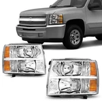 For 2007-2013 Chevy Silverado 1500/2500/3500 Amber Headlights Chrome Replacement. Fixed Price $77.99.