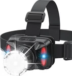 Rechargeable Led Headlamp, 6 Light Modes With Red & Blue Strobe, Black. Fixed Price $27.37.