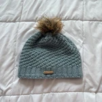 Sweet Turns Blue Knit Hat Beanie Winter Fall Cap Brown Pom Fleece Lining. Fixed Price $11.13.