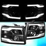 For 2007-2014 Chevy Silverado Dual Led Drl Projector Headlight/lamps Black/clear. Fixed Price $173.99.