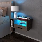 Floating Nightstand With Charging Station Led Light Strips, 21.3" S.... Fixed Price $105.64.