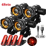 Sets Usb Rechargeable Led Bicycle Headlight Bike Front Rear Lamp Cycling. Fixed Price $34.99.