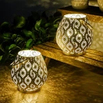 Trirocks Set Of 2 Moroccan Decorative Lamps 8'' High Cordless White. Fixed Price $47.14.
