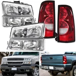 Headlights Assembly Tail Combo Set For 2003 2004 2005 2006 Chevy Silve.... Fixed Price $219.37.