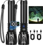 Trixhub Rechargeable Led Flashlights High Lumens 2PACK, Super Bright Zoomable. Fixed Price $17.89.