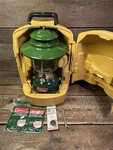 Coleman 228F Lantern Green, 6/67 W/ Clamshell Case, Mantles + Extras. Fixed Price $85.00.