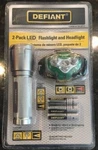 Defiant 2-PACK Led Flashlight And Headlight 35 Lumen W/ Batteries. Fixed Price $14.99.