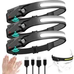 Headlamp Usb Rechargeable Led Waterproof, Motion Sensor Camping/hiking Light. Fixed Price $8.00.