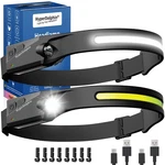 Hyperdolphin Headlamp Rechargeable Led (2 Pack) 230 Wide Beam, Usb-c Black. Fixed Price $32.99.