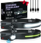 2 Led Headlamp Rechargeable Flashlight, Bright Headlight, Adjustable Headband Fo. Fixed Price $27.11.