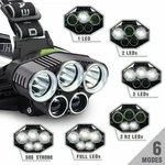 Super Bright 5 Led Zoom Headlamp Usb Rechargeable Headlight Torch. Fixed Price $12.95.
