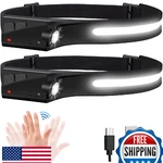 Eguku 2PACK Rechargeable Led Headlamp, 1200 Lumens, Cob Wide Beam Flashlight. Fixed Price $31.85.