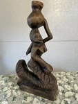12.5 Carved Wood Mermaid Nautical Folk Art Ocean *rare* Basket Vessel On Head. Fixed Price $52.99.