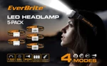 Everbrite 5 Pack Led Headlamp 4 Lighting Modes 3 Aaa Battery Powered Abs Plastic. Fixed Price $15.79.