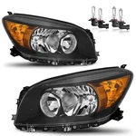 Pair Headlights Assembly For 2006 2007 2008 Toyota RAV4 Black Headlamps W/ Bulbs. Fixed Price $86.98.