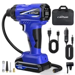 Carsun Tire Inflator Portable Air Compressor, 150PSI Cordless Pump Blue. Fixed Price $72.49.