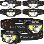Headlamp FLASHLIGHT,6-PACK Lumen Ultra Bright Led Rechargeable Headlight With Wh. Fixed Price $98.71.