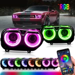 Pair Led Headlights Rgb Color Change Lamps For 2015-2023 Dodge Challenger Se Rt. Fixed Price $365.19.