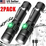 2 Pack Led Flashlight Rechargeable Usb Tactical Torch Lamps. Fixed Price $17.99.