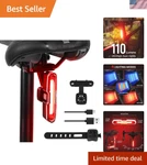 Bright 110 Lumen Bicycle Tail Light - Rechargeable With Stylish Red/blue Modes. Fixed Price $43.99.