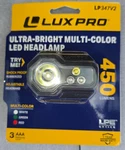 Luxpro Led Headlamp Flashlight Ultra Bright Multi Color 450 Lumens + Batteries. Fixed Price $18.50.