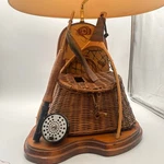 Vtg Nightwatch Fishing Lamp Basket Krill Pole Wood Lodge Cabin Antique Working. Fixed Price $172.33.