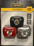 Defiant Led Headlight 3-PACK 200 Lumen Elastic Headband Flashlight Brand New. Fixed Price $14.99.